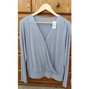 LOFT Banded Long Sleeve Wrap Top